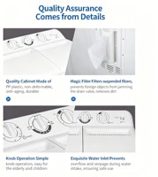 Lave-linge semi-automatique à double cuve, capacité de lavage 10-12 kg, haute efficacité, classe énergétique A, en plastique, pour usage domestique et hôtelier