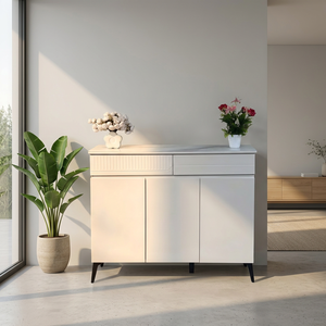 Meuble à chaussures autoportant moderne, console de rangement, couleur blanche, design minimaliste, meubles de salon - Product Image 4