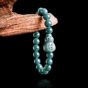 หยกธรรมชาติสีน้ำเงินหยกน้ำเต้า สร้อยข้อมือหยกดีไซน์ดั้งเดิมสไตล์จีน ของขวัญพร้อมใบรับรองการประเมินราคา SL148 - Product Image 1