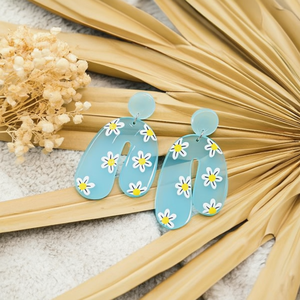 Pendientes Colgantes de Moda, Diseño de Flor Acrílica Azul, Joyería de Diseño, Accesorios para Mujer, Juego de 12 Piezas - Product Image 3