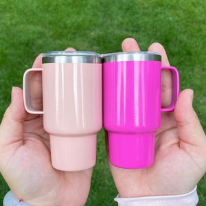 3oz Stainless Steel Handled Shot Glass Tumbler with Straw Macaron Colors Insulated Mugs for Cold <b>Hot</b> Beverages Wedding Party - Product Image 3