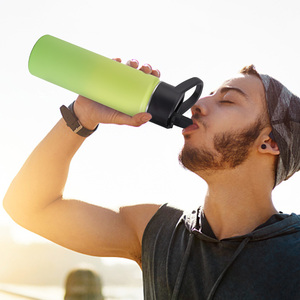 24oz Portable Insulated Water <b>Bottle</b> BPA Free Carry Handle Sweat Free Coating Outdoor Camping Hiking Stainless Steel <b>Thermos</b> - Product Image 2