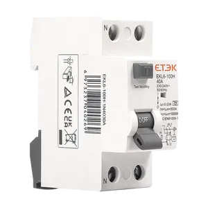 ETEK rccb EKL6-100 2 Pole(1P+N) type A residual current circuit breakers 25amp 230V low voltage RCD