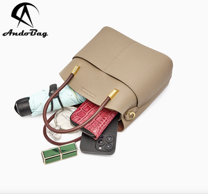 AndoBag Genuine Leather New Fashion Women'S Tote Bag <b>Large</b> Capacity Crossbody Shoulder Bags Bucket Style Commute <b>Handbag</b> 2235 - Product Image 6