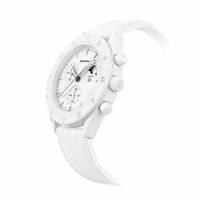 Montre à quartz chronographe, cadran en céramique, étanche 3 ATM, phase de lune, mode sportive, logo personnalisé, OEM, vente en gros