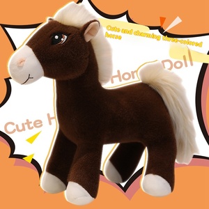 Cheval tricolore et couple assis pour poney brodé en peluche poupée mignon jouet bouché jambes suspendues pour la cérémonie d'ami de cheval de Stress - Product Image 3