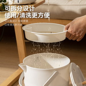 Poubelle à thé en plastique cylindrique avec couvercle, réutilisable, séparation sec/humide, poubelle de table à thé, design minimaliste, usage domestique - Product Image 1