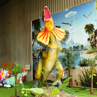 LONGTU Amusement Jurassic Theme Park Dino World Statues de dinosaures animatroniques grandeur nature Dilophosaurus réaliste