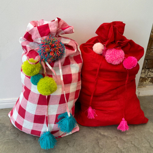 Gingham Santa Sack With Pom Pom Drawstring Large <strong>Christmas</strong> Sack <strong>Wholesale</strong> <strong>Christmas</strong> <strong>Gift</strong> Bags - Product Image 3