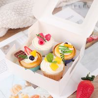 Boîte à cupcakes 4 6 trous 12 trous avec logo personnalisé blanc rose Boîte à cupcakes en carton pour dessert donut cadeau et emballage avec fenêtre transparente