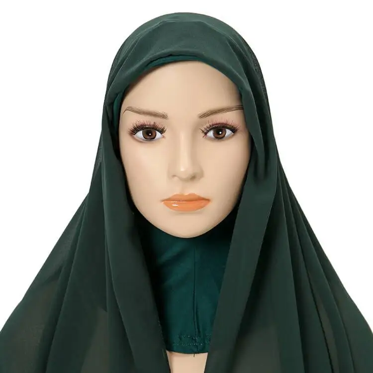 2023 wholesale supplier turkey fashion muslim women shawl headscarf 2 in 1 jersey inner caps chiffon Instant hijab