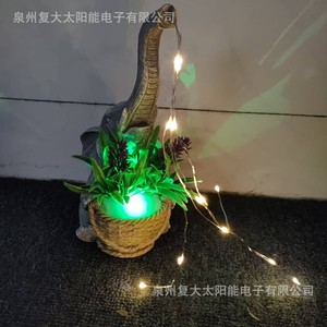 Solar <b>Elephant</b> Resin Statue Light Led Plant Pot <b>Decor</b> Outdoor Garden Lighting - Product Image 2