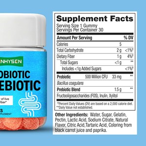 Gummies Probiotiques et Prébiotiques Premium Bacillus Coagulans avec <span class=keywords><strong>Inuline</strong></span> FOS Favorisent la <span class=keywords><strong>Santé</strong></span> Digestive et Immunitaire 30 Gummies Saveur Pêche - Product Image 2