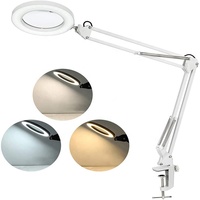LED Magnifying Glass Desk Lamp 3 Modes10 Ways Brightness Adjustable Metal Clip Laboratory Desk Led Lamp with Magnifier