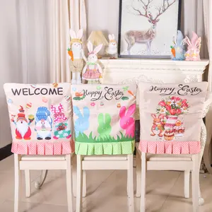 Easter Egg Floral Rabbit Santa Chair Cover Chair Slipcover Decorated Chair Home Holiday Decorations Party & Event Supplies