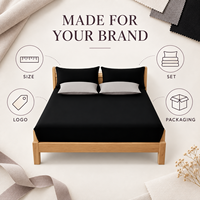 Offre Spéciale – Parure de Lit Ajustée Noire de Luxe 100% Coton Brodé Moderne 200TC Respirante et Durable Toutes Saisons Collection Hôtelière Extra