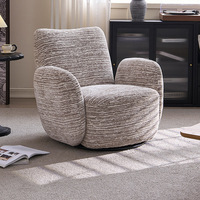 Fauteuil de salon rétro de style français Bella, pivotant, réglable, en flanelle, multifonctionnel