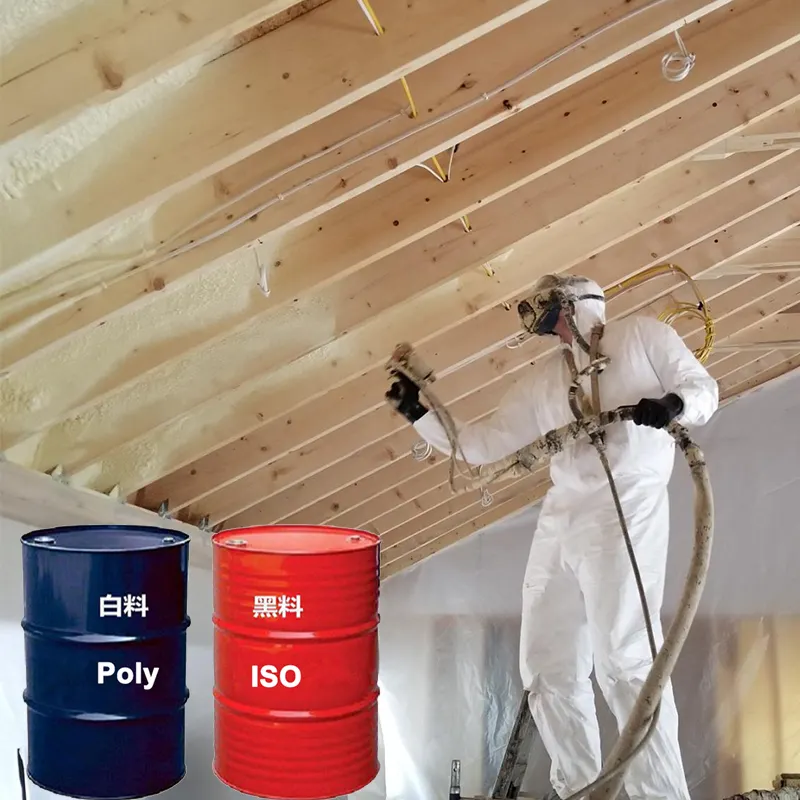 Isolamento in schiuma Spray PU per tetto a parete con poliolo a 2 componenti e Mdi