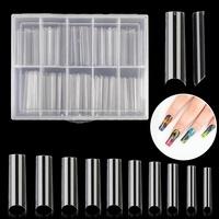 Gelsky Embouts à ongles personnalisables avec logo, en gel souple transparent, forme cercueil 3XL
