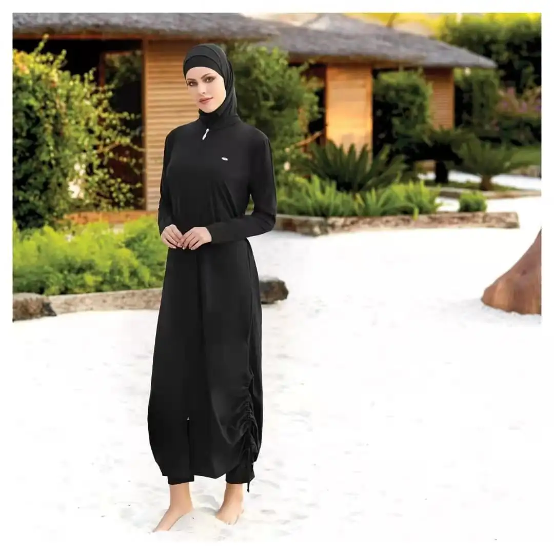 MF 17 styles 3pcs Extended Muslim Hijab Stripe Print Adjustable Waist Customizable Muslim Swimwear Burkini & Beachwear Suit