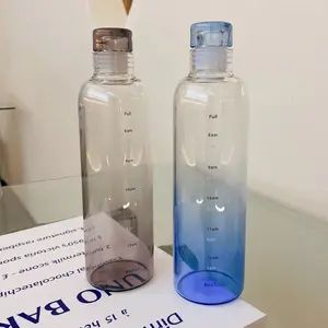 Botol Air Kristal Borosilikat Skala Waktu 500Ml Botol Air Estetika Sederhana Botol Air Kaca Motivasi Olahraga