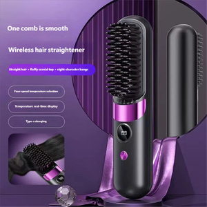 Portable USB Cordless Fast <b>Heating</b> Hair Straightener Comb Hot Air Mini Electric Hair Straightening <b>Brush</b> for Travel Household - Product Image 3
