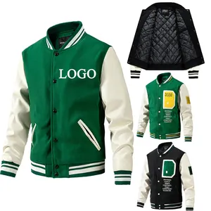 2022 High Quality Winter Custom Outdoor Fleece Baseball Letterman Leather Jackets For Men Plus Size men's Jackets