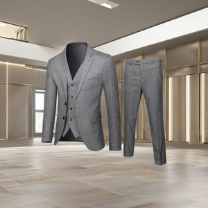 2022, venta al por mayor, <span class=keywords><strong>traje</strong></span> de negocios de un solo pecho a <span class=keywords><strong>cuadros</strong></span> <span class=keywords><strong>gris</strong></span> <span class=keywords><strong>claro</strong></span> para hombre, <span class=keywords><strong>traje</strong></span> de boda Formal de estilo delgado, cremallera, viscosa hecha XL - Product Image 6