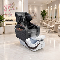 Fauteuil de pédicure électrique inclinable de luxe, fauteuil de massage des pieds à eau chaude et froide réglable pour salon de manucure
