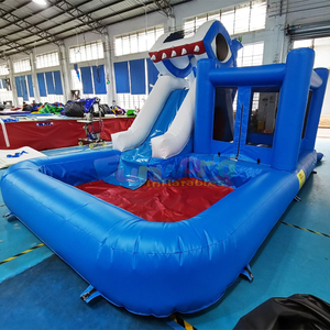 Toboggan aquatique gonflable extérieur avec piscine, château gonflable commercial, toboggan aquatique en forme de requin pour enfants - Product Image 3