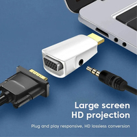 Convertisseur portable HD 1080p compatible HDMI vers Vga avec adaptateur de convertisseur Audio mâle vers Famale Jack 3.5mm Câble audio auxiliaire