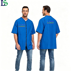 Chaqueta Profesional de Barbero de Manga Corta para Hombre, Blusa Negra de Peluquero, Bata de Salón, Uniforme de Estilista, <span class=keywords><strong>Chaleco</strong></span> - Product Image 1