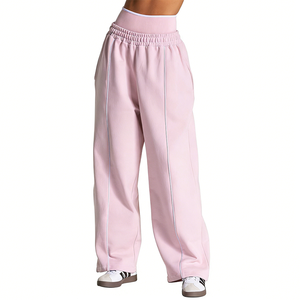 Leggings de yoga unisexe taille mi-haute, taille élastique, couleur unie, poche latérale, logo personnalisé, en Spandex/Nylon, grammage lourd, effet délavé - Product Image 3