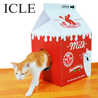 ScratchMe Chat Condo Scratcher Post Carton Rouge Couleur Lait Boîte Forme Chat Gratter Maison Lit lait carton chat maison