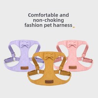Ensemble de harnais trois pièces de style gilet pour animaux de compagnie, design mignon multicolore, avec collier et laisse pour petits chiens et chats, pour les promenades en plein air