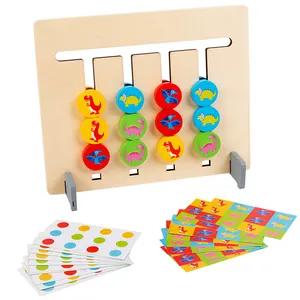 Cor Cognição Brinquedos Crianças Dinossauro jogo de tabuleiro de madeira Educacional quatro cores correspondência blocos Madeira Maze Toy