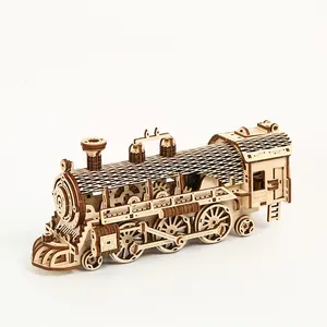 Factory outlet Gear steam train 248 pcs jigsaw puzzle DIY 3d Wood Car Puzzle