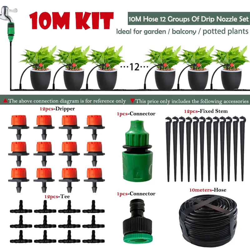 Kit d'arrosage goutte-à-goutte automatique pour jardin, 5- 40 M, y, système de Micro Irrigation m.o.y avec buse réglable