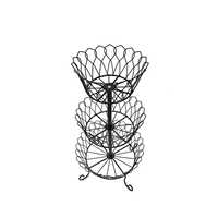Corbeille à fruits décorative à 3 niveaux en fer forgé noir style ferme, pour îlot de cuisine et table à manger
