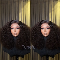 Perruque en Cheveux Humains Kinky Jerry Frisée avec Dentelle Frontale, Cheveux Brésiliens Naturels Kinky Frisés, Perruque Complète avec Dentelle Frontale pour Femmes Noires en Gros