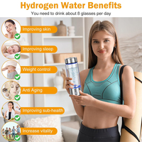 Botol air hidrogen Alkaline portabel 420ml, teknologi SPE PEM canggih dapat disesuaikan untuk penggunaan rumah luar ruangan mobil dan RV