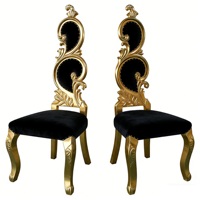 Chaise à dossier haut de style européen français en tissu/velours/cuir PU + éponge haute densité, écologique et durable, pour extérieur, hôtel, mariage, salle à manger