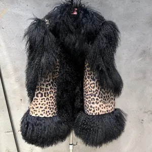 <span class=keywords><strong>Gilet</strong></span> in Pelliccia per <span class=keywords><strong>Donna</strong></span> <span class=keywords><strong>Marrone</strong></span> Scuro, Giacche in Vera Pelliccia di Pecora, <span class=keywords><strong>Gilet</strong></span> Senza Maniche in Pelliccia Mongola - Product Image 2