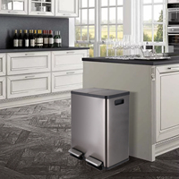 J & L OEM 40L Poubelle en acier inoxydable à double compartiment | Étanche et résistante aux empreintes digitales | Conception à double pédale pour un tri facile