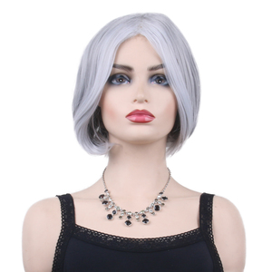 12 pouces court argent Miss fleur magasin mulet perruques 250 densité pour les femmes noires cheveux humains sans colle - Product Image 1
