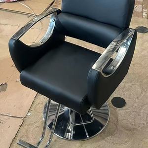 Sillón de Peluquería de Alta Gama, Giratorio y con Elevación, de Acero Inoxidable, Color Negro, para Barbería - Product Image 6