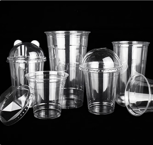 Gobelets jetables personnalisés avec logo imprimé, en PP/PET, pour jus, café glacé, vin, bière, milkshake, avec couvercle et film, en tailles 7, 10, 12, 16, 20, 24 oz - Product Image 1