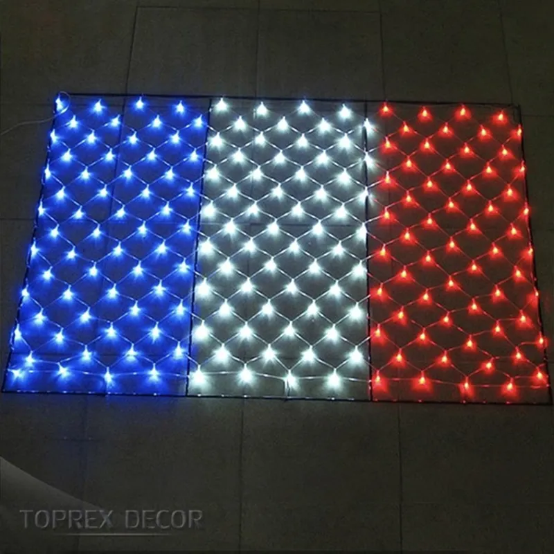 Toprex festival merce scintillio personalizzato led net mesh bandiere nazionali luci delle fate