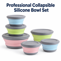 Grand saladier pliable en silicone avec couvercle, seau de camping extensible, compartiment unique
