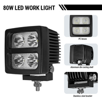 Projecteur de travail LED 80W pour chariot élévateur, 7200lm, pour construction, tracteur, exploitation minière, 12V 24V 48V, IP68, 10-60V DC, faisceau large et spot, industriel, robuste